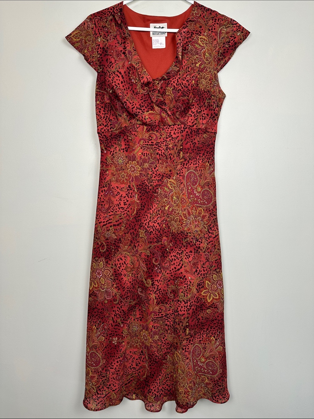 125. Vintage northern reflections, Paisley midi dress animal print.